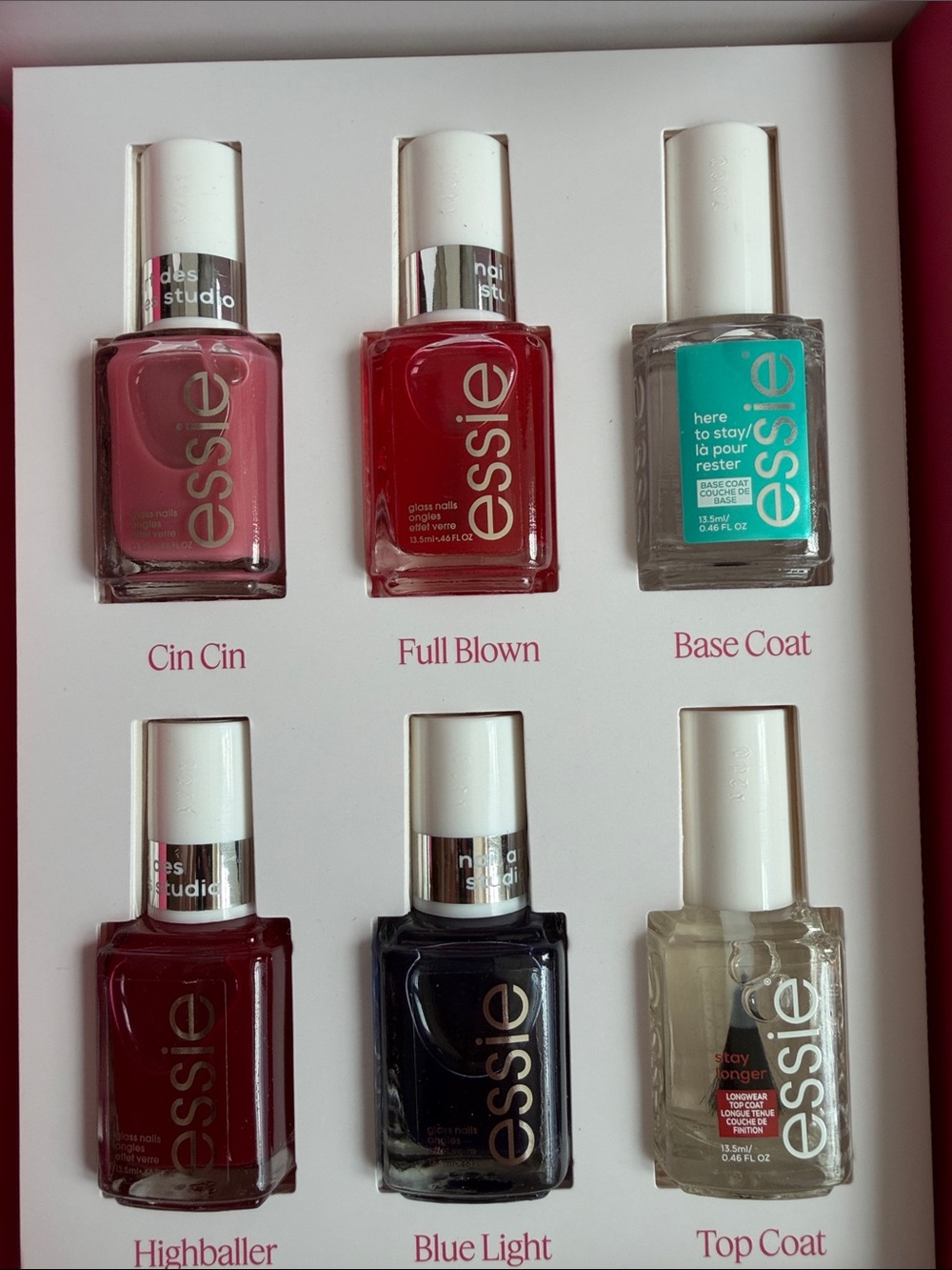 Essie nail polish glass nails collection 4 colors + base and top coat set *